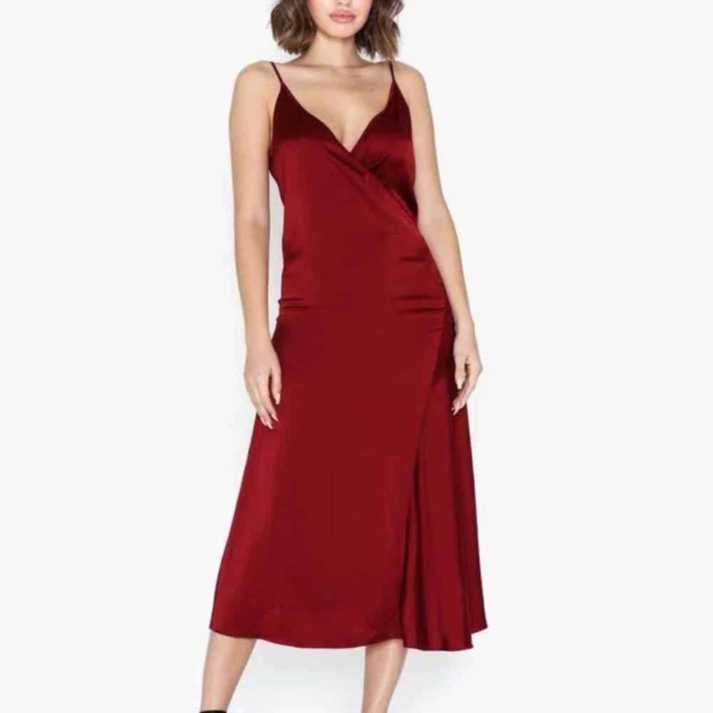 Filippa K Callie Pure Red Wrap Satin Slip Dress